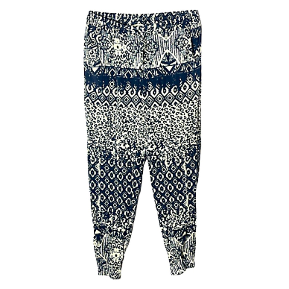 💚10 Vanilla Star Joggers Pants Geometric Print Black White Womens Juniors L NWT